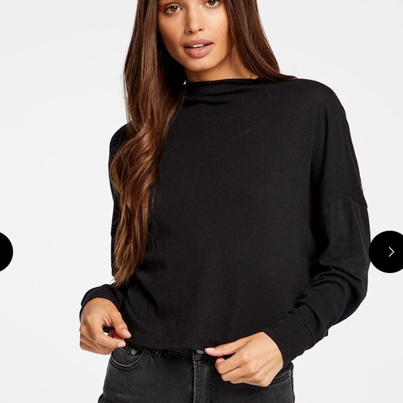 Funnel Neck Drop Shoulder Tee - Picture 1 of 6